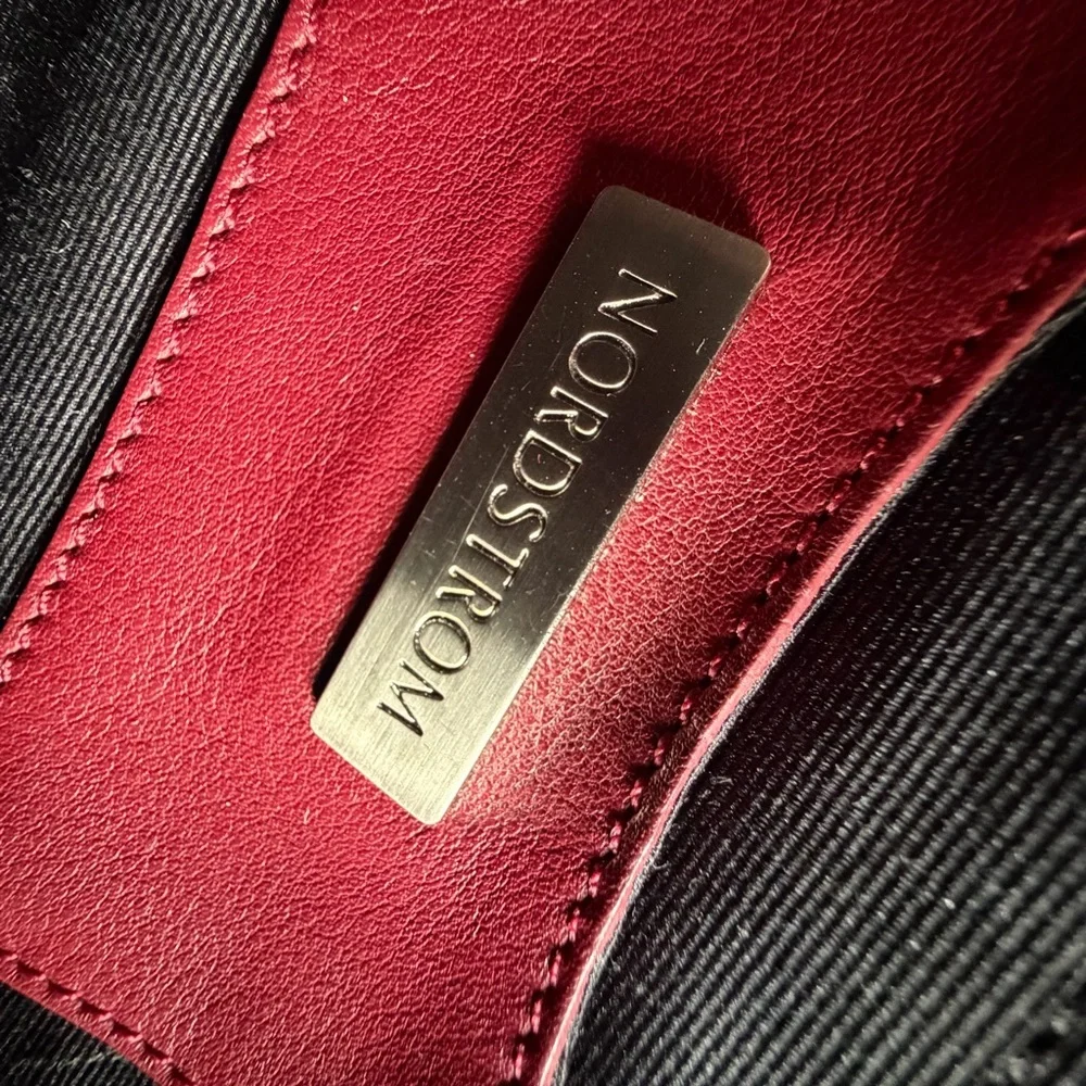 Nordstrom‎ Leather Deep Wine / Burgundy Clutch/ Crossbody with detachable strap
